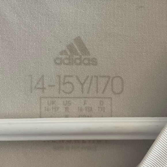 Adidas White & Blue Cap Sleeve Moisture Wicking Athletic Tee Shirt - Picture 4 of 7